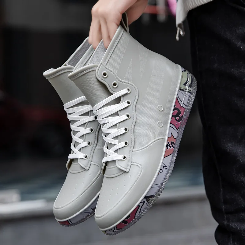 Men Rain Boots Fashion Trendy  - Crossfit Male 评论和价格