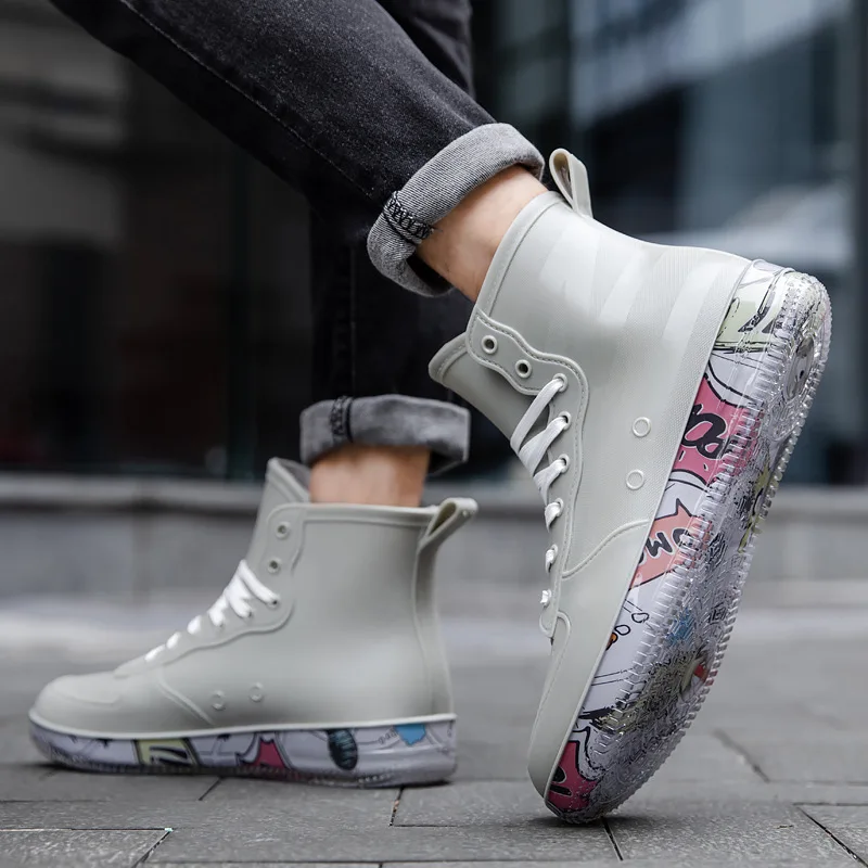 Men Rain Boots Fashion Trendy  - Crossfit Male 评论和价格