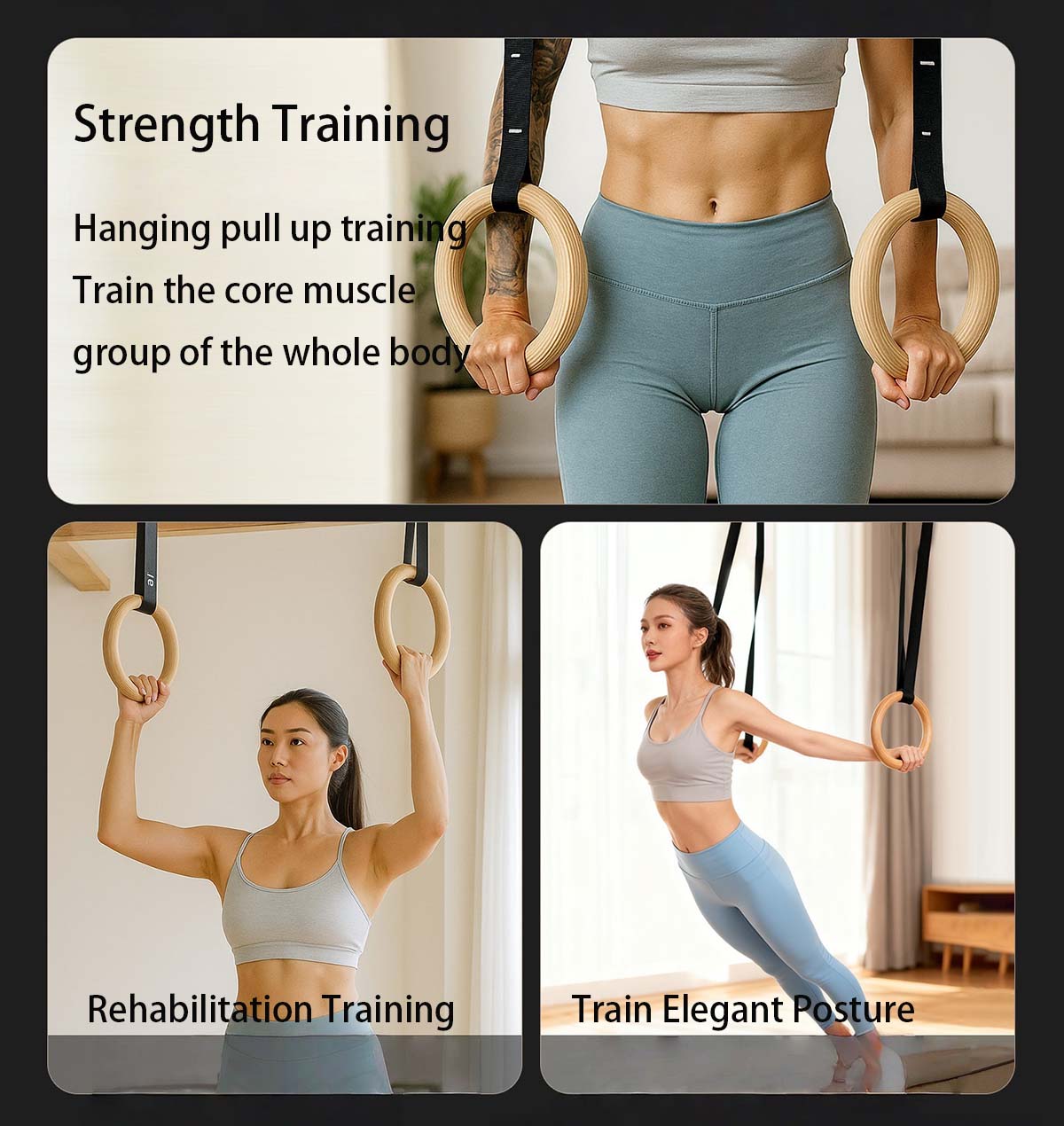 Adjustable Wood Gymnastics Rin - Gymnastic Ring Wood 评论和价格